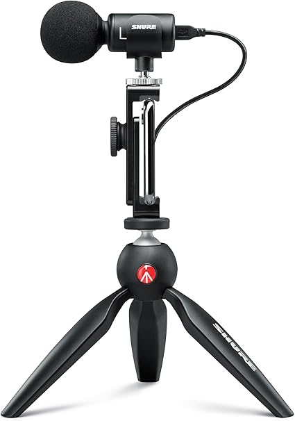SHURE シュア MV88+ ビデオキット ステレオコンデンサーマイク MV88+DIG-VIDKIT USB接続 USB-C スマホ ステレオ 配信 ストリーミング YouTube 撮影 録音 レコーディング 動画制作 音楽制作 ポッドキャスト VLOG 音声 楽器 演奏 収録 MOTIVシリーズ iOS Android 対応 外付け ブラック 【国内正規品/メーカー保証2年】