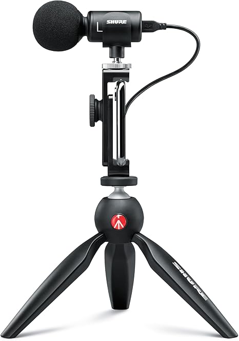 SHURE シュア MV88+ ビデオキット ステレオコンデンサーマイク MV88+DIG-VIDKIT USB接続 USB-C スマホ ステレオ 配信 ストリーミング YouTube 撮影 録音 レコーディング 動画制作 音楽制作 ポッドキャスト VLOG 音声 楽器 演奏 収録 MOTIVシリーズ iOS Android 対応 外付け ブラック 【国内正規品/メーカー保証2年】