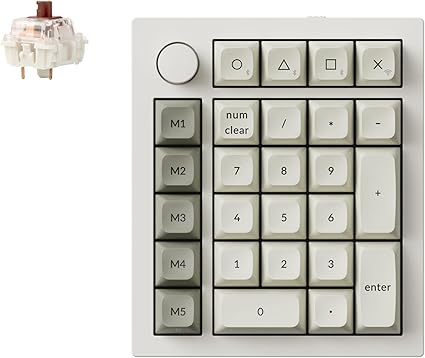 【国内正規品】Keychron Q0 Max QMKカスタム・テンキー、2.4 GHz/Bluetooth 5.1/有線接続、RGBライト、ホットスワップ対応Gateron Jupiterメカニカルスイッチ/フルアルミニウム/Mac Windows Linux対応 (Gateron Jupiterメカニカル茶軸（シェルホワイト）)