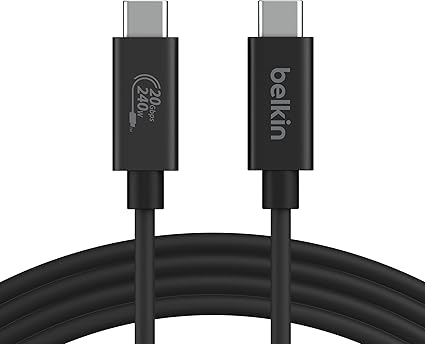 Belkin USB-Cケーブル USB4 240W 20Gbps高速データ転送 4K/60Hz対応 HDR対応 iPhone 15/MacBook/iPad Pro/iMac/Windows対応 USB-IF認証 2m ブラック INZ004bt2MBK