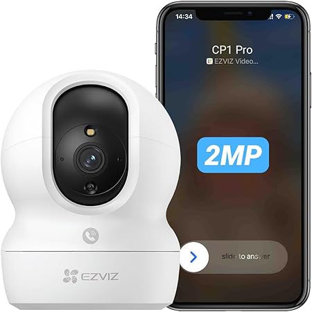 EZVIZ 室内 防犯カメラ スマホ・iPhone対応 ペットカメラ カラーナイトビジョン ノイズ検知 パンチルト自動追尾 1タッチ通話 日本語アプリ 監視 見守りカメラ Alexa 連携 CP1 PRO 2MP