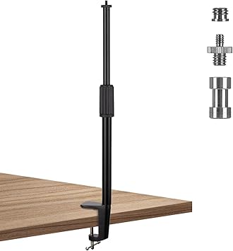 TARION デスクカメラマウントスタンド カメラ アームスタンド メタル製 標準1/4'ネジ-3/8'ネジアダプター付き 高さ調整可 クリップスタンド スマホアームスタンド Cクランプマウントスタンド クランプ式 カメラライト/リングライト/カメラ/プロジェクター/スマホ/ストロボなどに適用