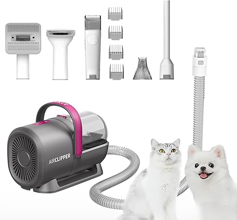 PETKIT バリカン 犬猫用 5 in 1 多機能 ペット 掃除機 低騒音 プロ仕様 初心者 ペットの抜け毛対策用 グルーミング吸引機 アタッチメント豊富 足のトリマー付き ブラシ 1.4Lダストカップ