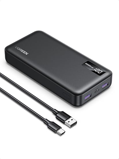 UGREEN モバイルバッテリー 20000mAh大容量 ３台同時充電 USB-A×2 USB-C×1 PD 20W 22.5W 急速充電 パススルー機能/小電流モード搭載 LCDバッテリー残量表示 小型 コンパクト PSE技術基準適合 iPhone/Android/iPad 各種USB機器に対応 PB312