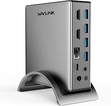 WAVLINK Type C ドッキングステーション/充電対応 最大130W/ ドッキングステーション hdmi 2ポート/2画面モード：4Kディスプレ+2Kディスプレ/HDMI*2ポート/USB-Aポート*4/USB-Cポート/1Gbpsイーサネット有線LAN/3.5mmオーディオジャック搭載/Windows 11/10/8.1/8/7/XP/Vista、Mac OS 10.14-13.x対応