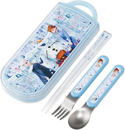 スケーター(Skater) お弁当 トリオセット 箸 スプーン フォーク ディズニー アナと雪の女王 24 子供用 抗菌加工 開けやすいスライド式 日本製 TACC2AG-A