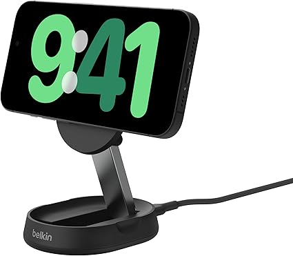 Belkin Qi2ワイヤレス充電スタンド Qi2/MagSafe対応 Qi2公式認証 iPhone 16/15/14/13/12/Qi2対応スマートフォン(最大15W高速充電) スタンド&パッド切り替え 角度調整 コンパクト 持ち運び iOSスタンバイモード対応 USB-Cケーブル付属(1.5m) AC電源アダプタの付属なし ブラック WIA008btBK