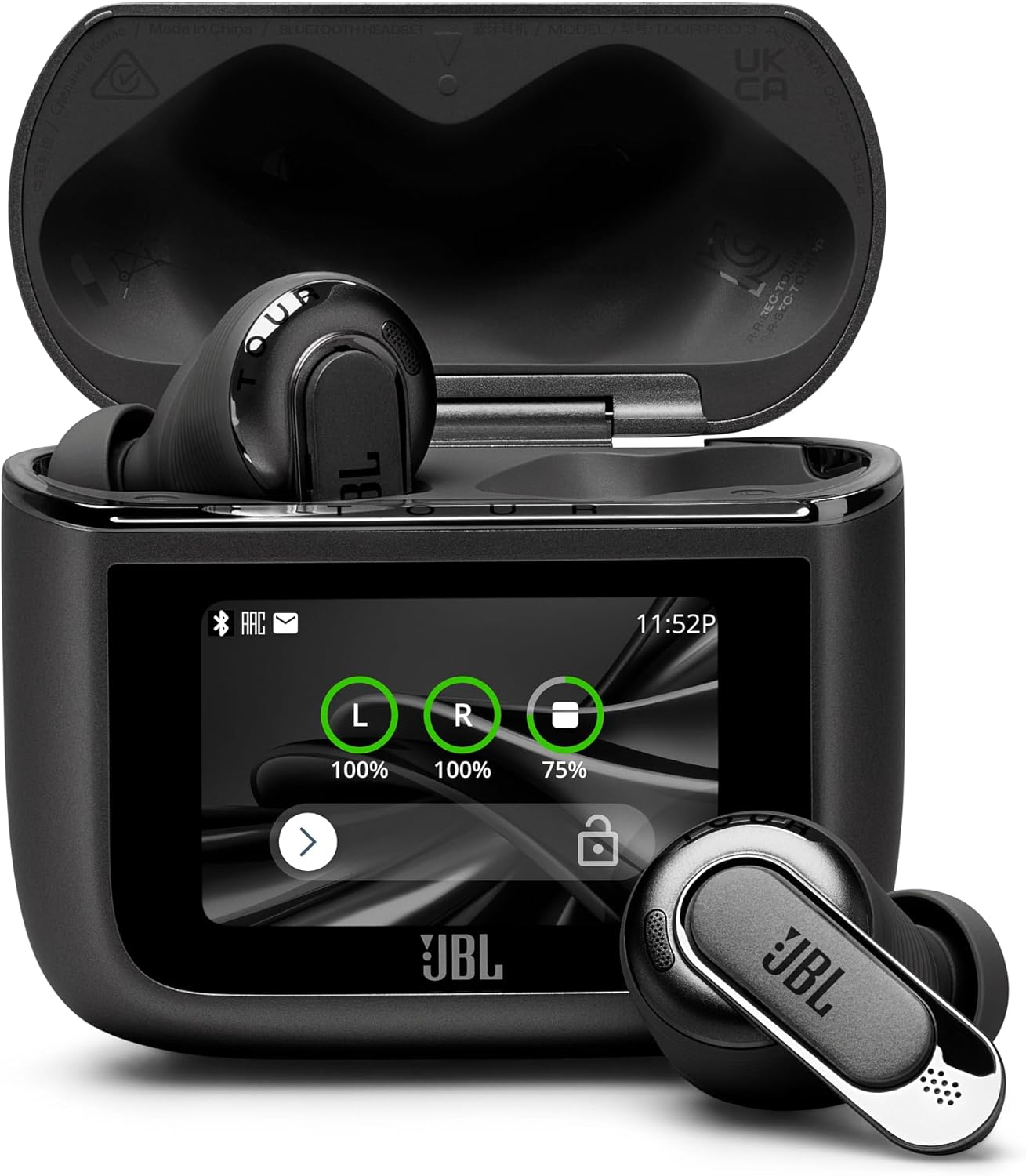 JBL TOUR PRO 3 ワイヤレスイヤホン bluetooth/ハイブリッドノイズキャンセリング/ハイレゾワイヤレスLDAC/デュアルドライバー/マルチポイント/防塵・防水/ワイヤレス充電対応/スマートタッチディスプレイ搭載/ブラック / JBLTOURPRO3BLK