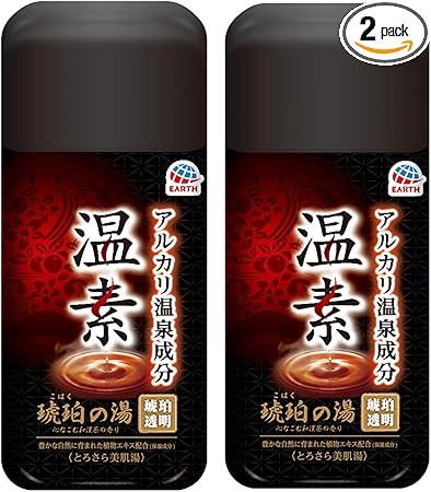 温素 琥珀の湯 入浴剤 透明 心なごむ和漢茶の香り 600g x 2個 おうち温泉 体験 アルカリ性 とろみ湯 薬用 医薬部外品