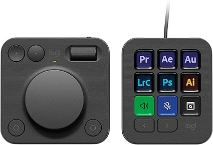 ロジクール MX クリエイティブ コンソール KXCCGR 左手デバイス キーパッド ダイヤルパッド DaVinci Resolve Adobe Photoshop Illustrator Premiere Pro After Effects Audition Bluetooth Logi Bolt USB Type-C 画像編集 動画編集 画像 動画 編集 グラファイト 国内正規品