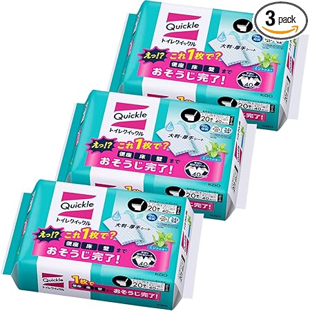 クイックル 【まとめ買い】 トイレ つめかえ用 ジャンボパック ミント 20枚 × 3個