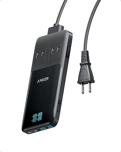 Anker Prime Charging Station (6-in-1, 140W) 【独自技術Anker GaNPrime採用/コンセント差込口 2口 / USB-C 2ポート / USB-A 2ポート / PSE技術基準適合】iPhone Galaxy Android スマートフォン MacBook ノートPC 各種 その他機器対応（ブラック）