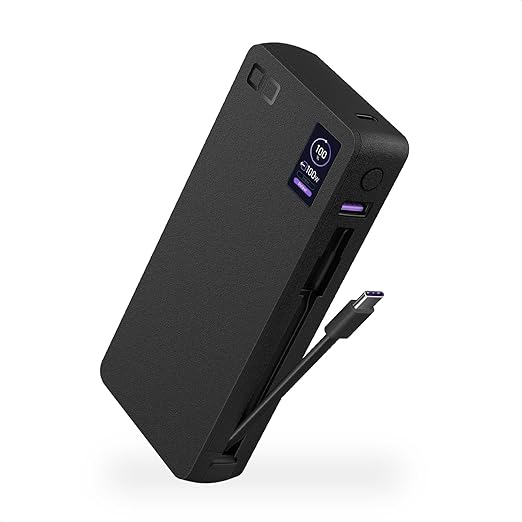 CIO モバイルバッテリー 100W ケーブル内蔵 大容量 20000mAh [脱着式ケーブル] PD 高出力 CIO独自技術 NovaIntelligence NovaSafety2.0搭載 ノートパソコン用モバイルバッテリー MacBook Pro iPhone 17 / 16 / 15 Android SMARTCOBY Pro CABLE 100W 20K (ブラック)