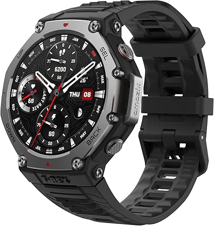Amazfit T-Rex 3 48mm スマートウォッチ 登山 ヤマレコ ヤマップ アウトドア iPhone Android対応 GPS 6衛星 ミリタリー 超低温動作 3種類オフラインマップ ナビゲーション ルートインポート 170＋スポーツモード 健康管理 気圧高度計 筋力トレーニング 10ATM防水 AIによる音声操作と睡眠/運動管理 水泳 サーフィン (オニキス)