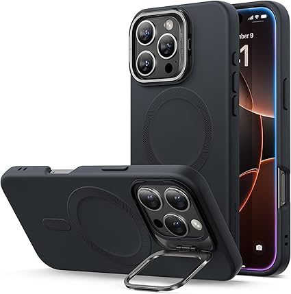 ESR iPhone 16 Pro ケース 【デザイン受賞シリーズ！】Magsafe対応 米軍MIL規格の保護 耐黄変 耐衝撃 隠れスタンド いPhone16Pro ケース 傷防止背面 iPhone16Pro対応 ブラック