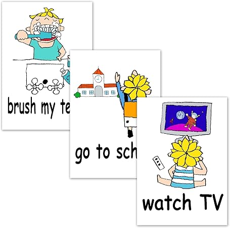 フラッシュカード【動詞（１日の行動）】■ハガキサイズ■ 英語カード.com Flashcards, English word cards (Verbs-daily actions) ■Postcard size■