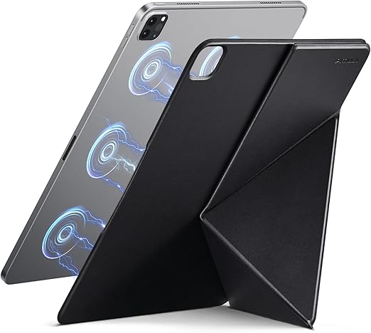 PITAKA iPad Pro 13インチ ケース M4 (2024専用、第7世代) iPad Pro 13インチ カバー 横置＆縦置 タブレットスタンド 磁気吸着 超スリム 軽量 極薄 衝撃保護 折りたたみ 角度調整可能 三角形の構造 安定感 iPad スタンド MagEZ Folio 2/ブラック