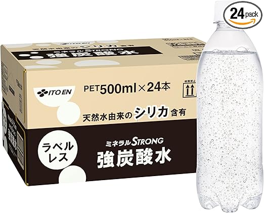 【Amazon.co.jp限定】 ミネラルストロング 伊藤園 ラベルレス 強炭酸水 500ml×24本 シリカ含有