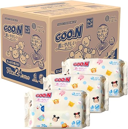 タップリッチ 【おしりふき 詰替用】グーン 肌にやさしいおしりふき 1680枚(70枚×24個) [ケース販売] <ディズニーデザイン> 【Amazon.co.jp限定】
