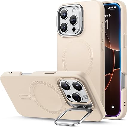 【デザイン受賞シリーズ！】ESR iPhone 16 Pro ケース カメラコントロール スタンド付きシリコンケース 米軍MIL規格の保護 隠れスタンド いPhone16Pro ケース 対応 アイフォン 16 プロ マグネットスマホケース Cloudシリーズ ライトタン