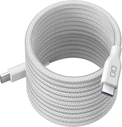 CIO スパイラルケーブル CtoC (Type-C/USB-C) 急速充電 磁石 マグネット吸着 充電ケーブル PD 240W データ転送 480Mbps 形状記憶 (02：ナチュラルホワイト, 2m)
