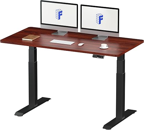 FLEXISPOT スタンディングデスク 電動式昇降デスク 高さ調節 パソコンデスク メーカー5年保証 E7セット (足黒+天板マホガニー)
