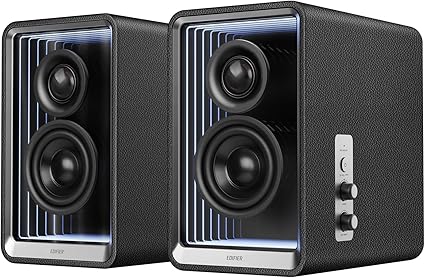 「VGP2024金賞」Edifier QR65 Bluetooth5.3 アビス モニタースピーカー 有線/無線ハイレゾ対応 LDAC 最大出力70W TurboGaN充電機能 RGBライト 3WAY接続(Bluetooth/AUX/USB-A) スピーカースタンド付属 ブラック