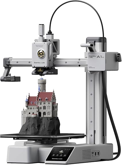 Bambu Lab A1 mini 3D プリンター、組立簡単、500mm/s 高速高精度、全自動キャリブレーション＆流量補正、静音造形（<48dB）FDM 3D プリンター、初心者向け、家庭用、日本語UI対応、造形サイズ：180 * 180 * 180mm³