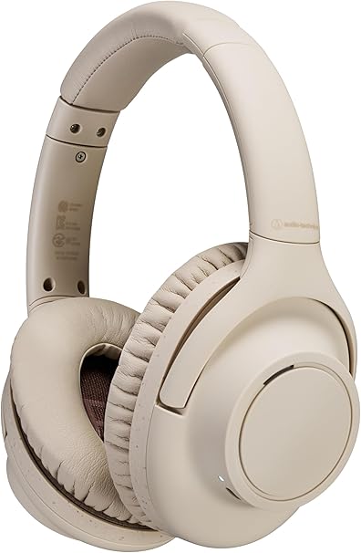 オーディオテクニカ ATH-S300BT(E) ワイヤレスヘッドホン ノイズキャンセリング Bluetooth 5.1 密閉型 【最大約90時間再生 急速充電 AAC対応 外音とりこみ マルチポイント 低遅延モード】 ベージュ