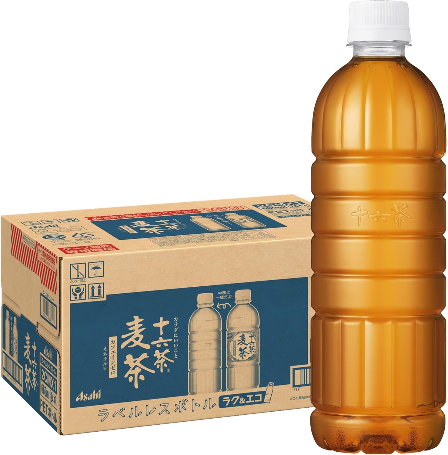 十六茶 アサヒ飲料 十六茶麦茶 ラベルレスボトル 660ml×24本 [お茶] [ノンカフェイン]