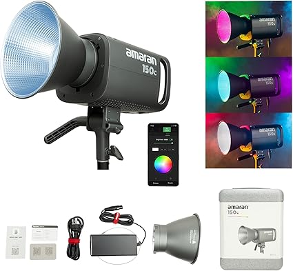 【Aputure】 Amaran 150C フルーカラー150W RGBビデオライト CRI95+ TLCI95+ 色温度2500K～ 7500K 0-100％光調整 15610lux＠1m G/M調整可能 ワイヤレスAPP操作可能「一年メーカー保証」