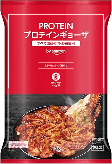 [冷凍] by Amazon 味の素 PROTEINギョーザ 1kg 高タンパク 35.2g/1食（8個） プロテイン 冷凍食品 餃子 ぎょうざ 大容量 (SOLIMO)
