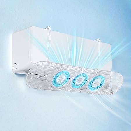 【空気循環が省エネのカギ!】【WalkerPlus＆Livedoorに掲載】エアコン風よけカバー TITIROBA（チチロバ）直撃風防止 ファン3つ付き 省電 風向き上下180°調整 壁掛けエアコン風除け 伸縮自在 冷房暖房通用 工具不要 取り付け簡単 透明 56～88cm