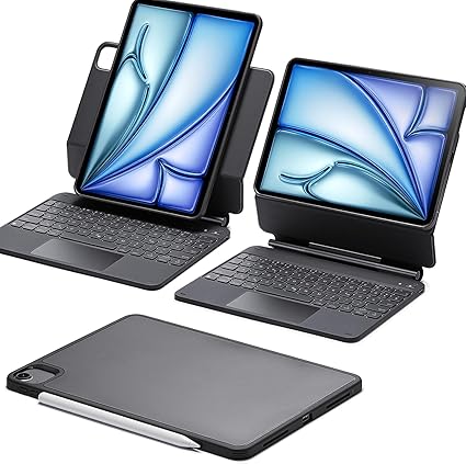 ESR iPad Air 11インチ用キーボード付きケース（M3/M2、2025/2024）Air（第5/4世代） & Pro 11インチ（第4/3/2/1世代）マグネット式スタンド 縦向き/横向きモード 脱着可能保護ケース ブラック