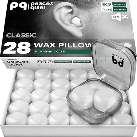 PQ 睡眠用シリコン耳栓 - 睡眠と水泳用の28個のシリコン耳栓 - ゲル耳栓によるノイズキャンセリングと耳の保護 - 遮音レベル32 dBの睡眠用耳栓、28個の枕