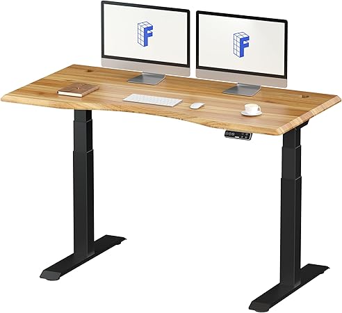 FLEXISPOT スタンディングデスク 電動式昇降デスク メーカー5年保証 高さ調節 パソコンデスク E7 セット(足ブラック＋カーブ型天板ブラウン)