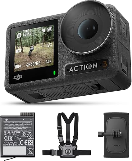DJI アクションカメラ Osmo Action 3 アウトドアコンボ 4K/120fps ハイキングやサイクリング向け チェスト＆バックパックストラップマウント付属 スーパーワイドFOV HorizonSteady 耐寒性 最大320分の駆動時間(2個のバッテリー使用時)