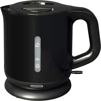 [山善] 電気ケトル 電気ポット 1.0L 一人暮らし 二人暮らし コンパクト 沸騰自動OFF機能付き ワンタッチ操作 ブラック DKE-100(B)