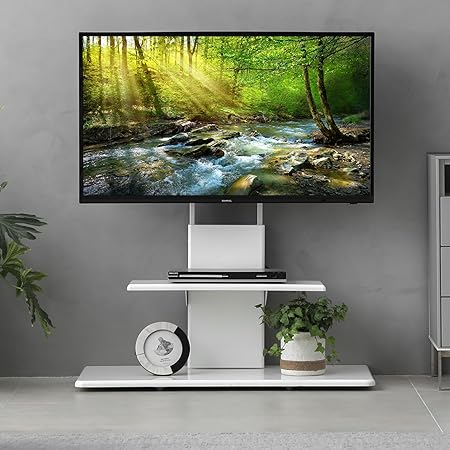 モダンデコ テレビスタンド ハイタイプ ウッド 壁寄せ 最大65型対応 省スペース (ホワイト)