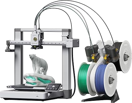 Bambu Lab A1 Combo 3D プリンター、AMS lite付き、多色造形対応、組立簡単、500mm/s 高速高精度、全自動キャリブレーション＆流量補正、自動レベリング、メンテンナス簡単、静音造形（<48dB）、造形サイズ：256 * 256 * 256mm³
