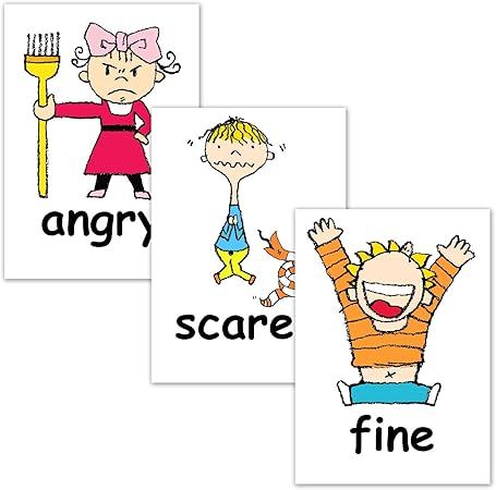 フラッシュカード【形容詞（人の気持）】■A４サイズ■ 英語カード.com Flashcards, English word cards (Adjectives-Human mind) ■A4 size■