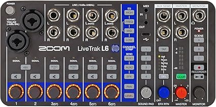 ZOOM ズーム L6 デジタルミキサーレコーダー ミキサーオーディオ 10チャンネル仕様 32bitフロート対応 コンパクト 動画配信 宅録 DTM 幅23cm/奥行き11cm ライブトラックレコーディング