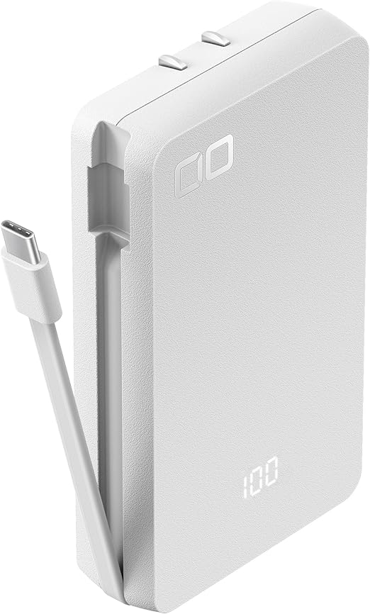 CIO モバイルバッテリー コンセント一体型 ケーブル内蔵 3in1 タイプC 30W 8000mAh 軽量 小型 薄型 iPhone 15 / 16 / Android/Macbook/ノートPC/iPad用 USB Type-C 急速充電 SMARTCOBY Ex03 SLIM PLUG ＆ CABLE (ホワイト)