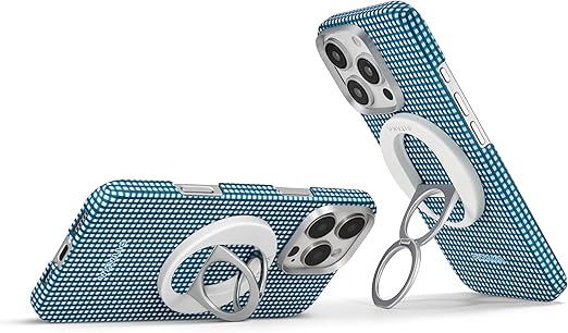 PITAKA MagSafe リング MagEZ Grip マグネット式スマホリング バンカーリング 角度調節可能 スタンド機能付き 600Dアラミド繊維 カーボン風 MagSafe専用 MagEZ Case 2&MagEZ Case 3に最適 (Grip3 Ocean Blue海)