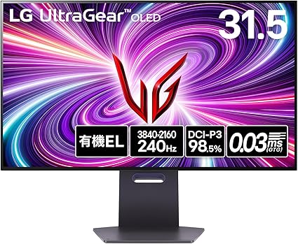 【VGP2024 Summer ゲーミング大賞/金賞】LG ゲーミング モニター UltraGear OLED 32GS95UE-B 31.5インチ/VESA Dual-Mode(4K@240Hz/FHD@480Hz)/有機EL/0.03ms(GTG､VESA ClearMR 13000)/Pixel Sound/DisplayHDR True Black 400/VRR(可変リフレッシュレート)