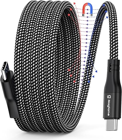 Magtame usb cケーブル 急速充電 磁力吸着絡まり防止 タイプc_ケーブル 60W/PD対応 形状記憶 usbc&usbcケ_ーブル金属製コネクタtype-cケー_ブル二重ナイロン iPhone15/MacBook_Pro/Air/iPad/Samsung_Galaxy等対応 (1M-ブラック）
