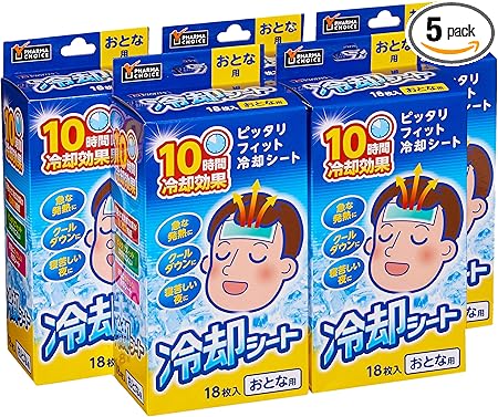 【Amazon.co.jp 限定】PHARMA CHOICE 冷却シート おとな用 18枚入(3枚×6袋)×5箱