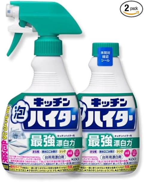 キッチン泡ハイター ハンディスプレー 台所用漂白剤 本体 400ml + 付替え 400ml 99.9%除菌 カビ 汚れ