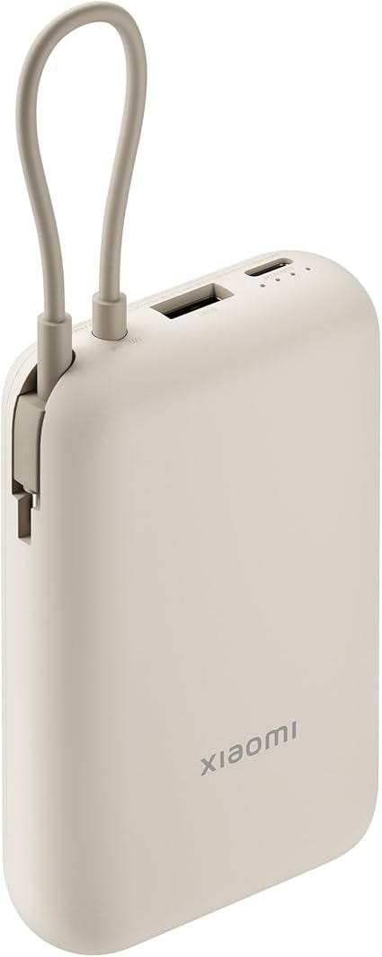 Xiaomi 22.5W Power Bank 10000mAh タン モバイルバッテリー USB-Cケーブル内蔵 大容量 小型 Type-C 双方向急速充電 最大2.25A出力 PSE技術適合 iPhone/Android対応 3台同時充電可能 低電流充電対応 安全回路保護 旅行/出張/アウトドア/キャンプ/停電対策