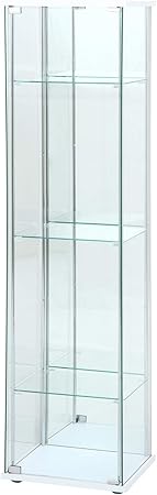 不二貿易 コレクションケース フィギュアケース 4段 幅42.5×奥行36.5×高さ160cm ホワイト 背面ミラー 棚高さ調整可能 組立商品 97294 【Amazon.co.jp限定】